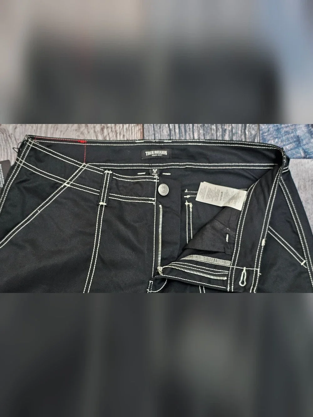 True Religion Bobby Baggy Cargo Pants Jet Black Men’s Size 34x30 700248 NWT